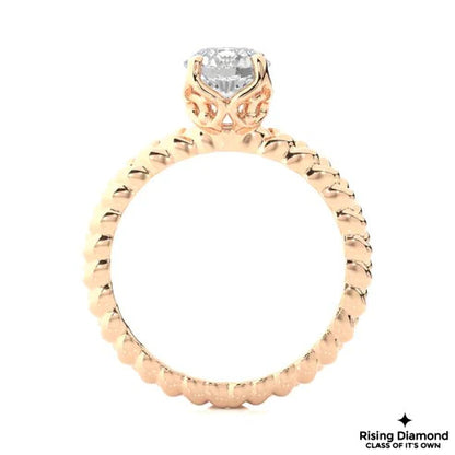 1.08 Ct Round Cut E-VS1 Lab Grown Diamond Gold Engagement Ring