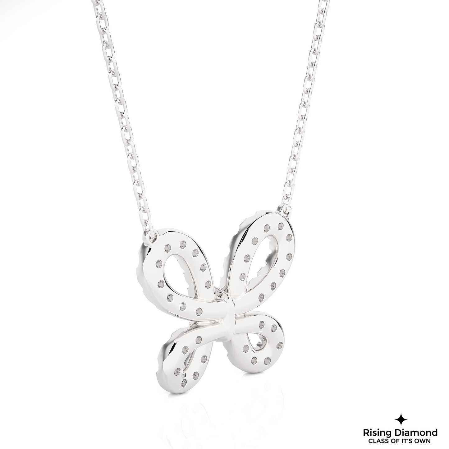0.35 CTW Round Cut Lab Grown Diamond Butterfly Symbol Necklace