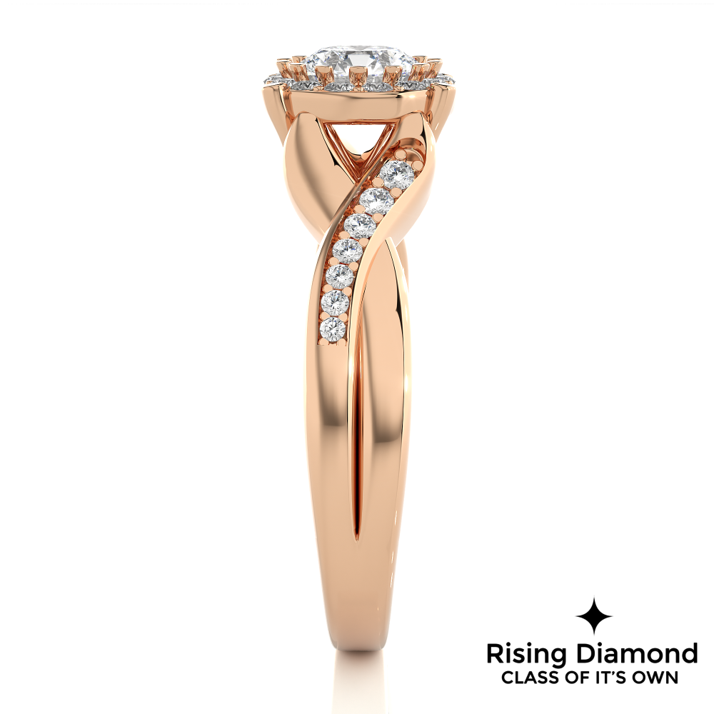 1.09 Ct Round Cut E-VS1 Lab Grown Diamond Halo Engagement Ring