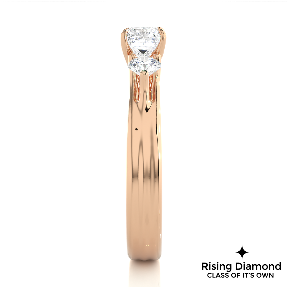 1.11 Ct Princess Cut Colorless Moissanite Three Engagement Ring