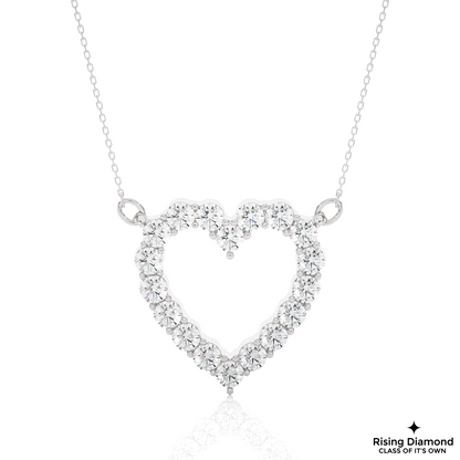 0.46 CTW Round Cut Lab Grown Diamond Heart Shape Necklace in Pave Setting