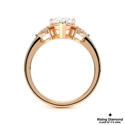 1.6 CT F/VS2 Pear Cut Lab Grown Diamond Three Stone Engagement Ring