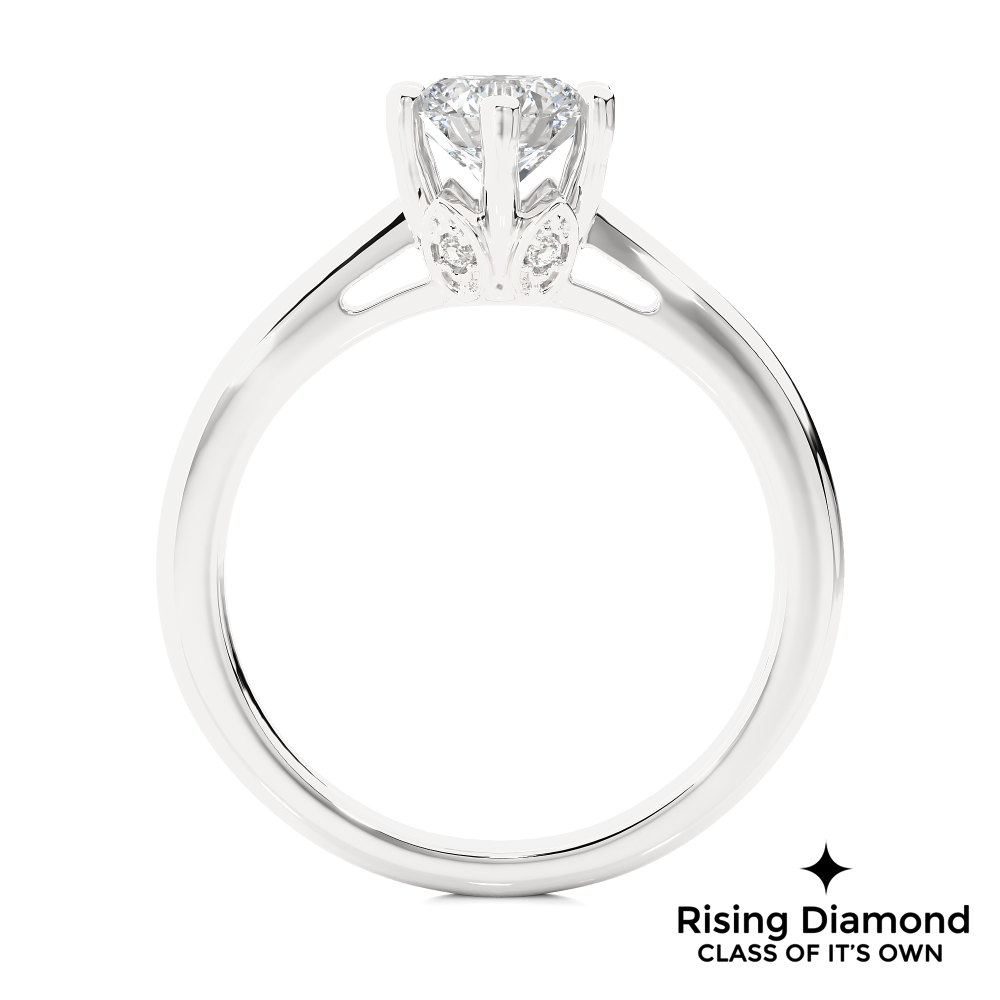 1.03 Ct Round Cut Colorless Moissanite Six Prong Engagement Ring