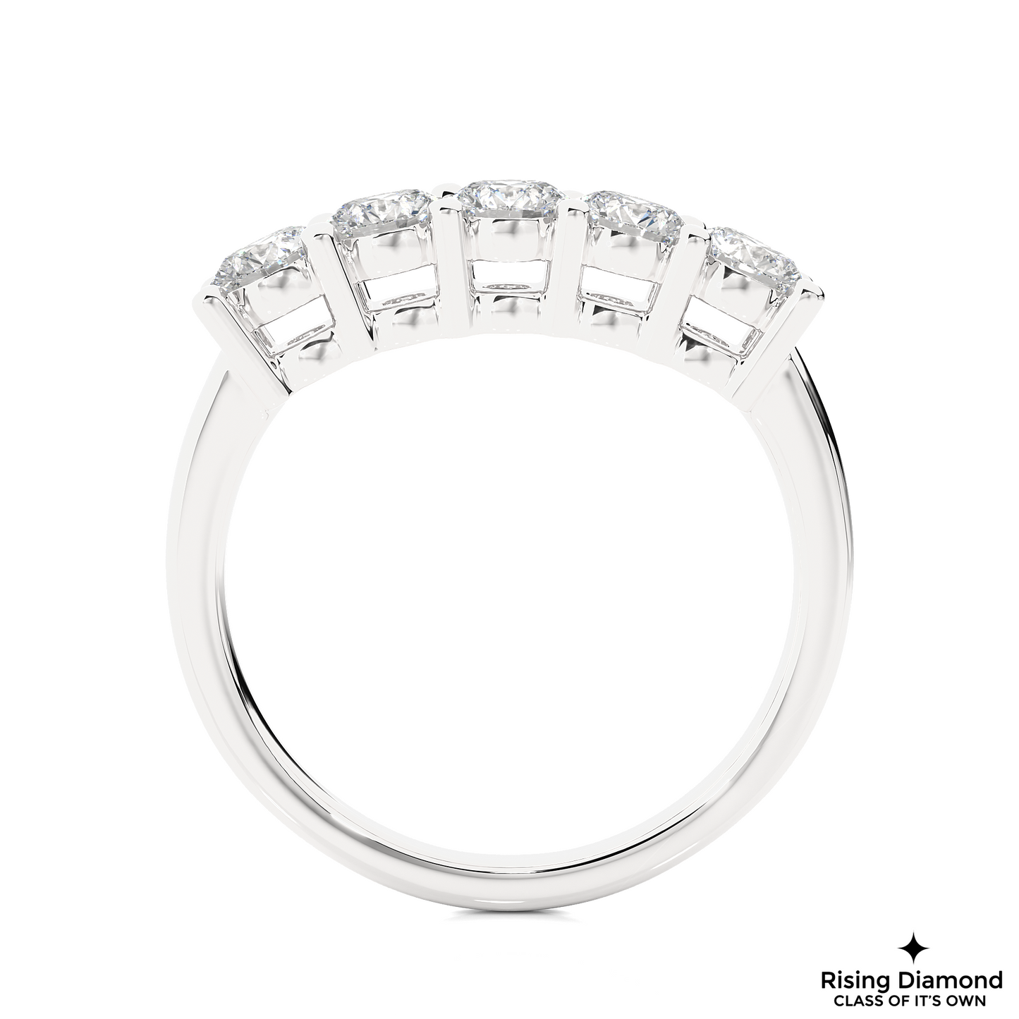 0.36 CTW Round Cut Lab Grown Diamond Five Stone Wedding Band in Prong Setting