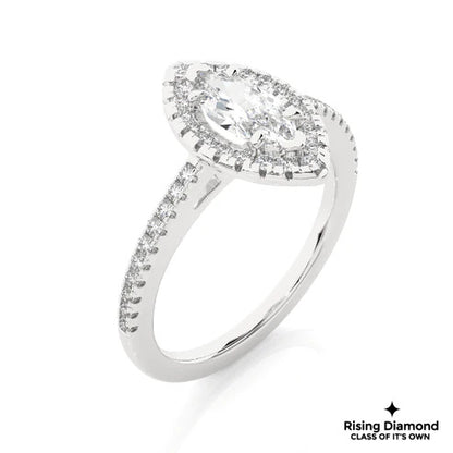 3.01 CT Marquise Cut Colorless Moissanite Halo Engagement Ring