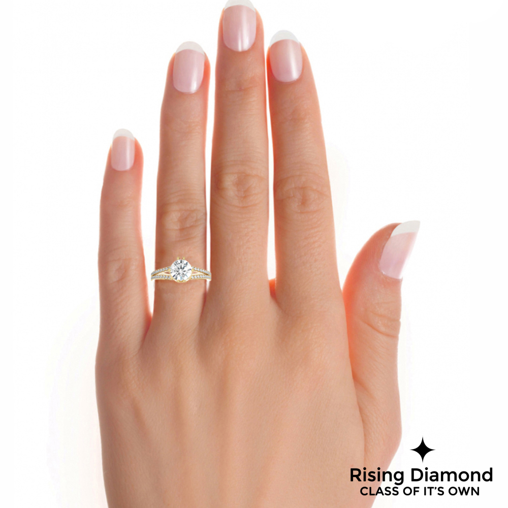 1.01 Ct Round Cut F-VS1 Lab Grown Diamond Split Shank Engagement Ring