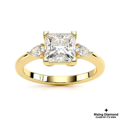 1.02 CT E/VS2 Princess Cut Lab Grown Diamond Three Stone Ring