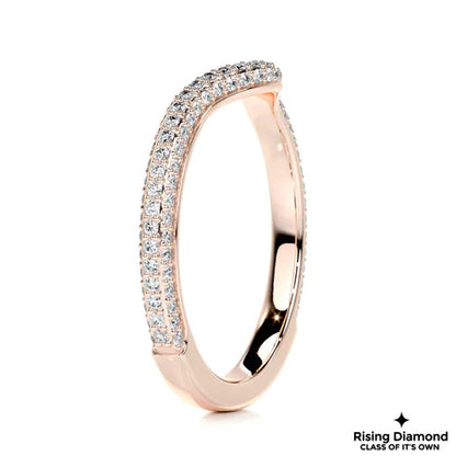 0.75 CTW Round V Shape Colorless Moissanite Micro Pave Wedding Band