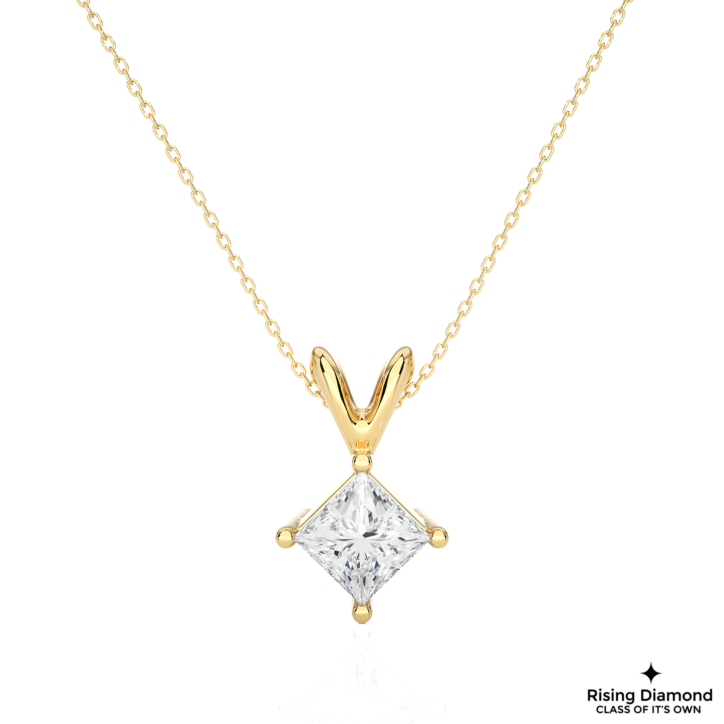 1.15 CT Princess Cut Lab Grown Diamond Solitaire Necklace