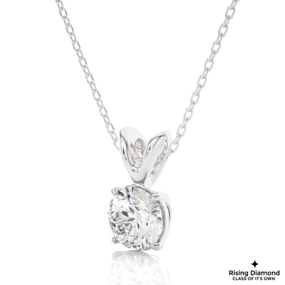 1.03 CT Round Cut Lab Grown Diamond Solitaire Necklace in Prong Setting
