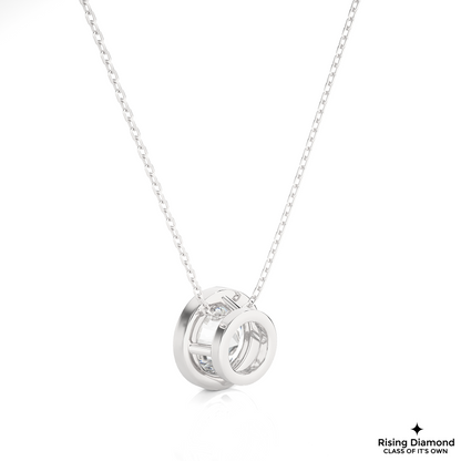 1.08 CT Round Cut Lab Grown Diamond Solitaire Necklace in Bezel Setting