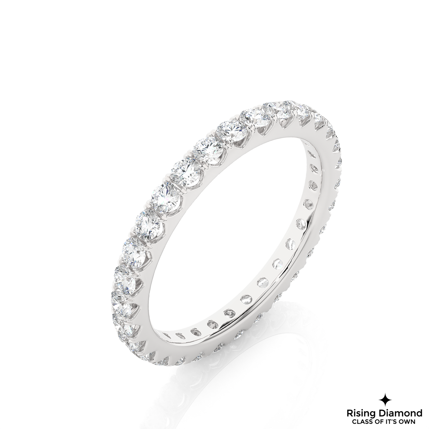 1.04 CTW Round Cut Lab Diamond Wedding Band in Full Eternity With Pave