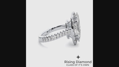 1.05 Ct Oval Cut E-VS1 Lab Grown Diamond Halo Engagement Ring