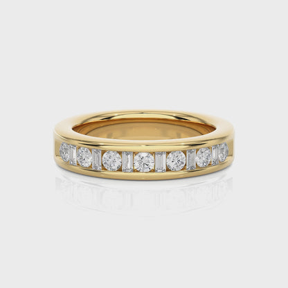 0.52 CTW Round And Baguette Cut Lab Grown Diamond Wedding Band