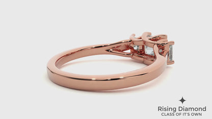 1.07 Ct Princess Cut Colorless Moissanite Three Gold Engagement Ring