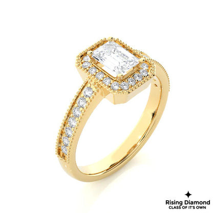1.22 Ct Emerald Cut F-VS1 Lab Grown Diamond Engagement Ring