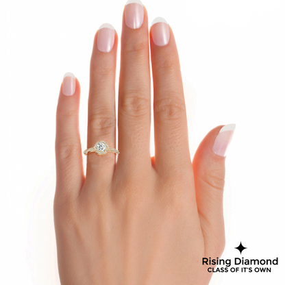 1.03 Ct Round Cut E-VS2 Lab Grown Diamond Halo Engagement Ring