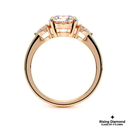 1.95 CT G/VS2 Round Cut Lab Grown diamond Three Stone Engagement Ring
