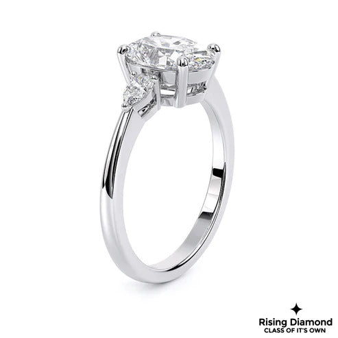 1.82 CT Oval Cut F/VS2 Lab Gown Diamond Three Stone Engagement Ring