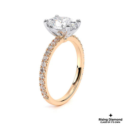 1.25 Ct Oval Cut G-VS2 Lab Grown Diamond Half Eternity Engagement Ring