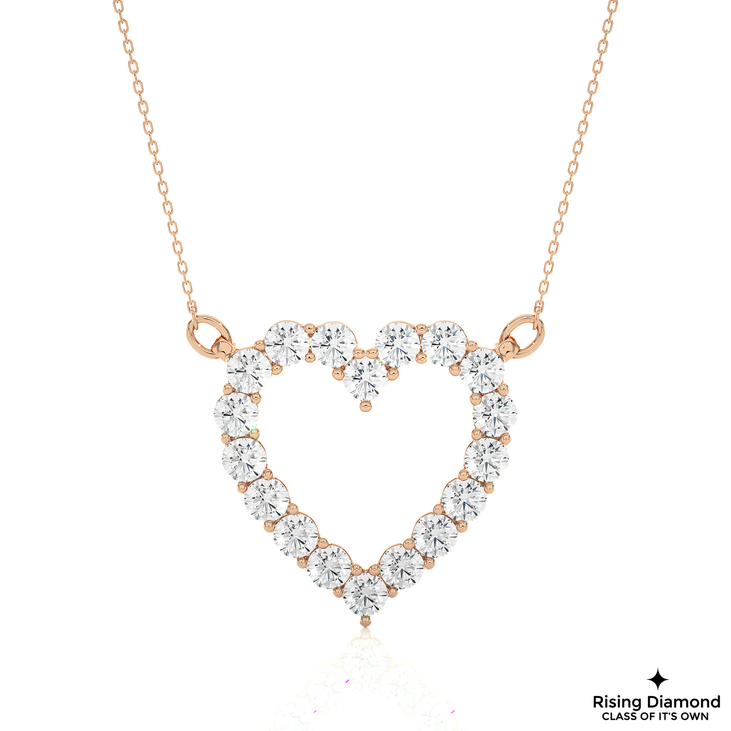 0.46 CTW Round Cut Lab Grown Diamond Heart Shape Necklace in Pave Setting