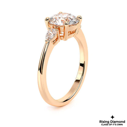 1.95 CT G/VS2 Round Cut Lab Grown diamond Three Stone Engagement Ring