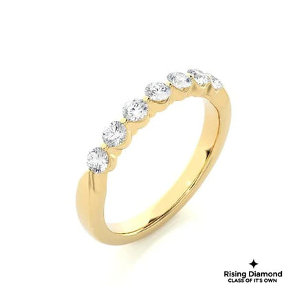0.25 Ct Round Cut Colorless Moissanite Gold Wedding Band