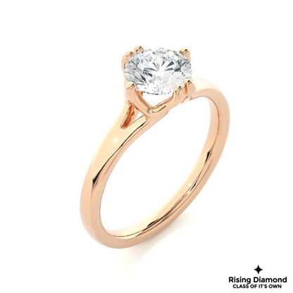 1.00 Ct Round Cut F-VS Lab Grown Diamond Gold Solitaire Engagement Ring