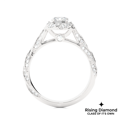 1.03 Ct Round Cut E-VS2 Lab Grown Diamond Halo Engagement Ring