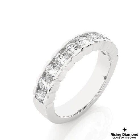 2.02 CTW Round Cut Colorless Moissanite Half Eternity Band
