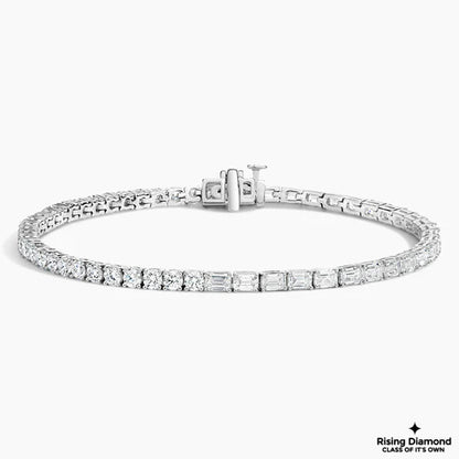 5.96 CTW Round and Emerald Cut Colorless Moissanite Bracelet