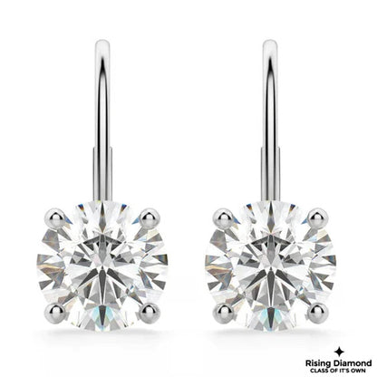 1.22 Ct For Each Round Cut F-VS Lab Grown Diamond Gold Earring