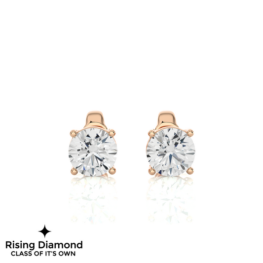 1.03 Ct For Each Round Cut Lab Grown Diamond Gold Stud Earring