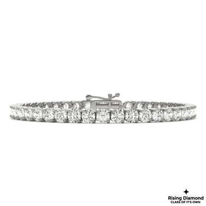 5.15 CTW Round Cut Colorless Moissanite Tennis Bracelet in Pave Setting