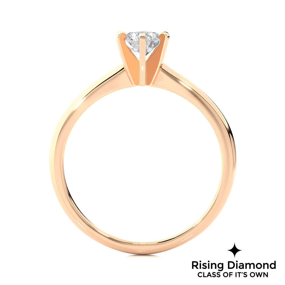 0.91 Ct Round Cut F-VS1 Lab Grown Diamond Gold Engagement Ring