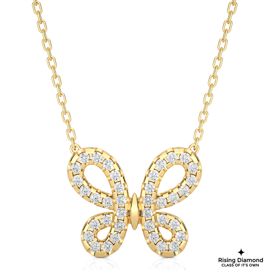 0.35 CTW Round Cut Lab Grown Diamond Butterfly Symbol Necklace
