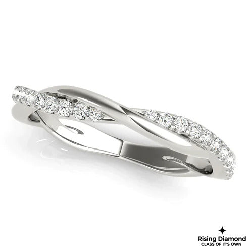 0.25 CTW Round Cut Colorless Moissanite Twisted Shank Wedding Band