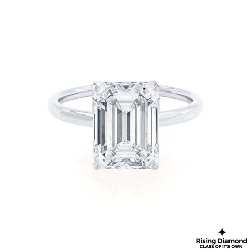 2.01 Ct Emerald Cut F-VS2 Lab Grown Diamond Solitaire Engagement Ring