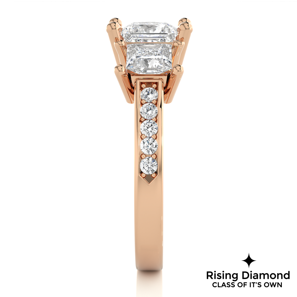 1.44 Ct Princess Colorless Moissanite Three Gold Engagement Ring