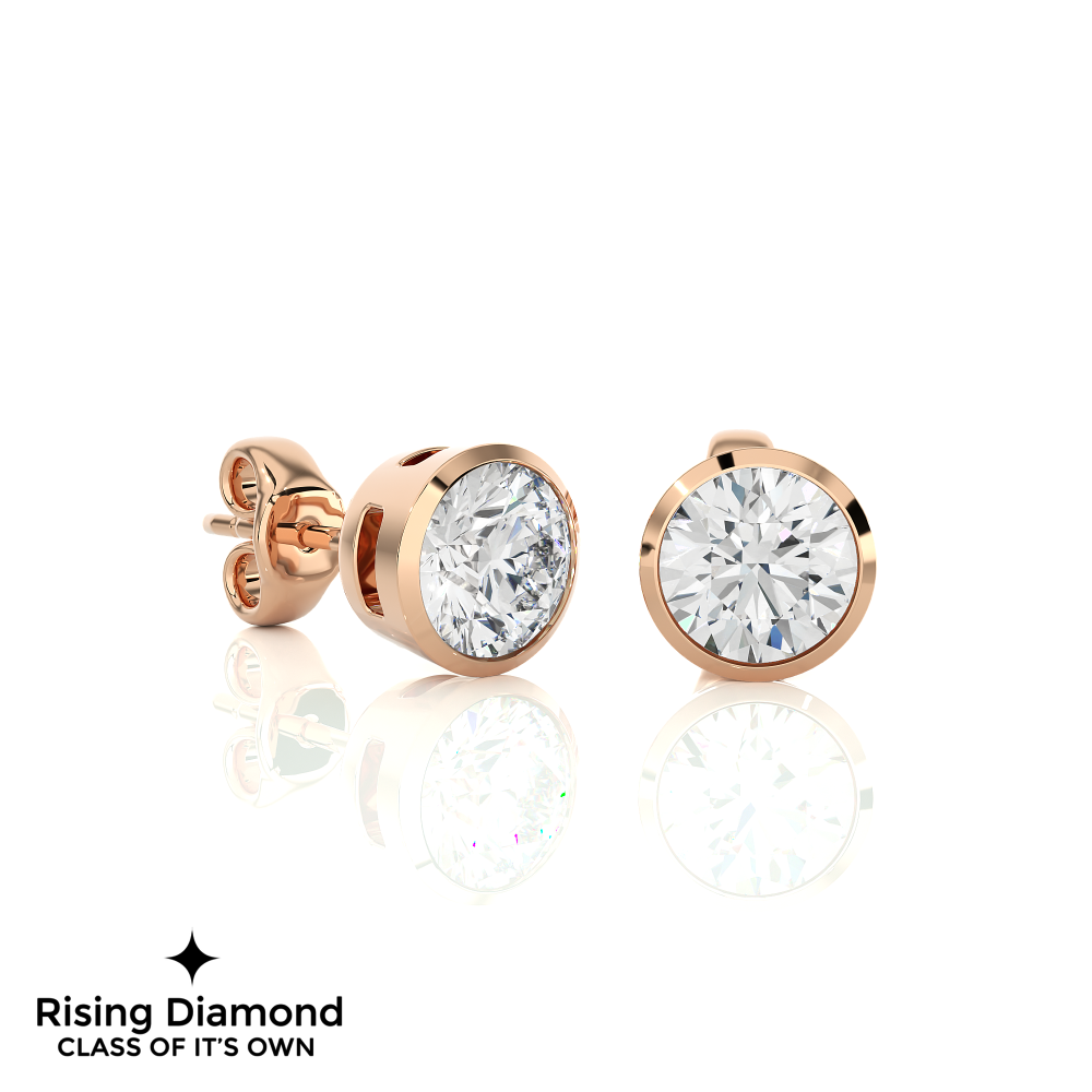 0.59 Ct For Each Round Cut Lab Grown Diamond Gold Stud Earring