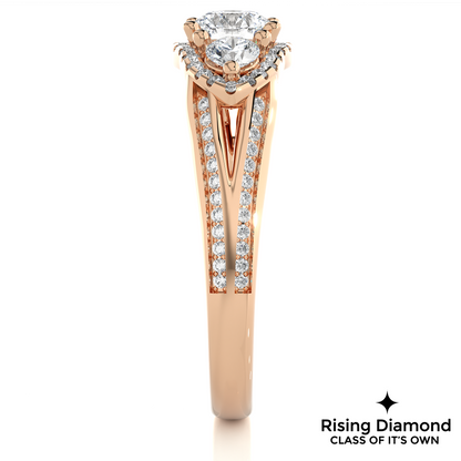 1.03 Ct Round Cut E-VS2 Lab Grown Diamond Three Stone Engagement Ring