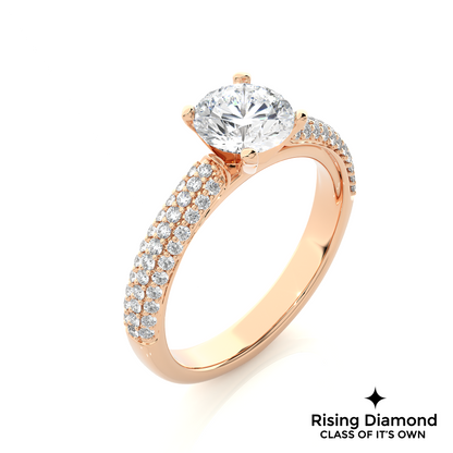 1.02 Ct Round Cut Colorless Moissanite Gold Engagement Ring