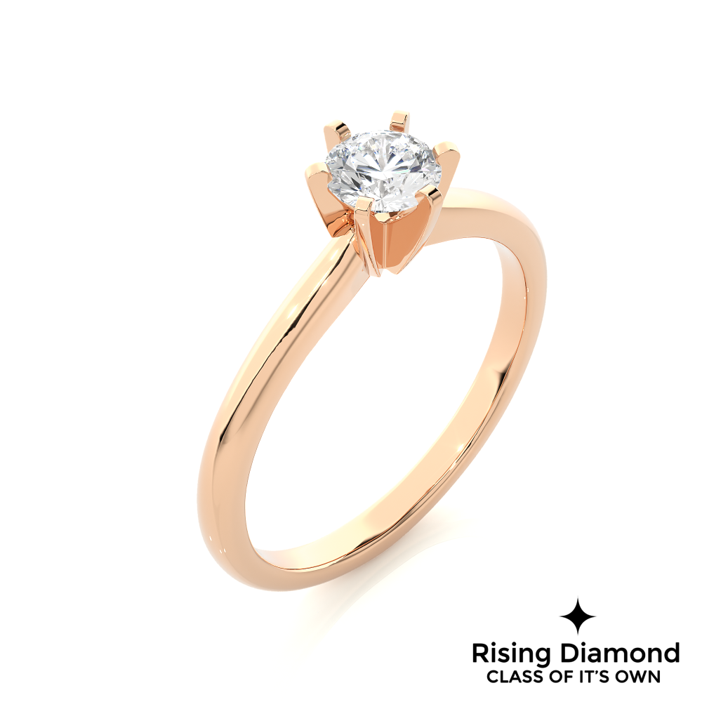 0.91 Ct Round Cut F-VS1 Lab Grown Diamond Gold Engagement Ring