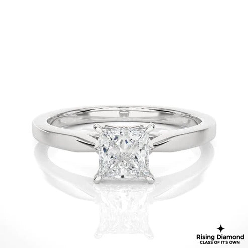 1.08 Ct Princess Cut F-VS2 Lab Grown Diamond Gold Engagement Ring
