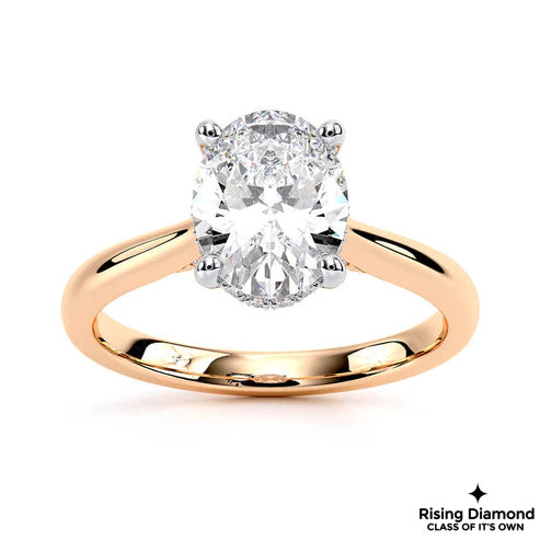 1.89 Ct Oval Cut E-VS2 Lab Grown Diamond Gold Engagement Ring