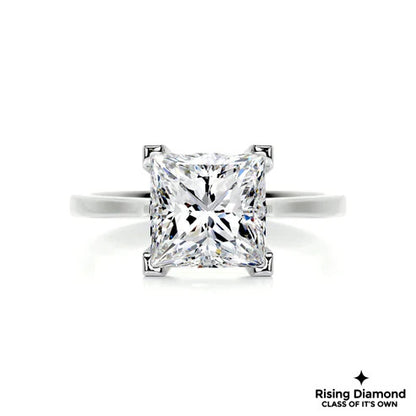 3.61 Ct Princess Cut Colorless Moissanite Solitaire Ring
