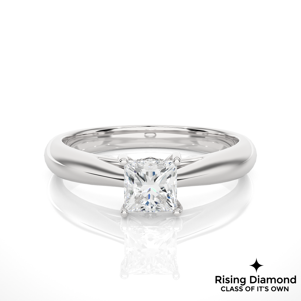 1.30 Ct Princess Cut F-VS2 Lab Grown Diamond Gold Engagement Ring