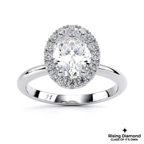1.95 Ct Oval Cut G-VS1 Lab Grown Diamond Halo Engagement Ring