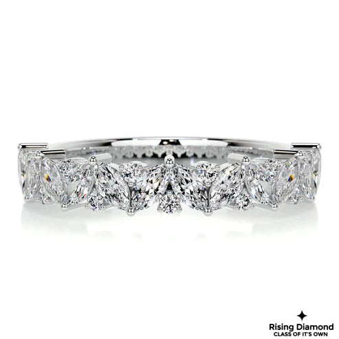 0.85 CTW Marquise and Round Cut Colorless Moissanite Wedding Band