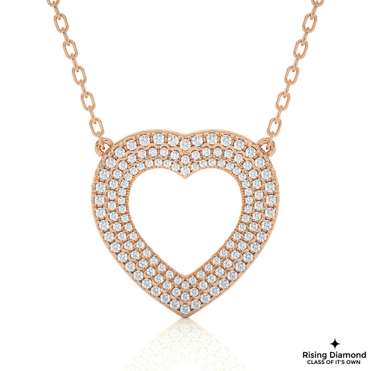 0.73 CTW Round Cut Lan Created Diamond Heart Shape Micro-pave Necklace